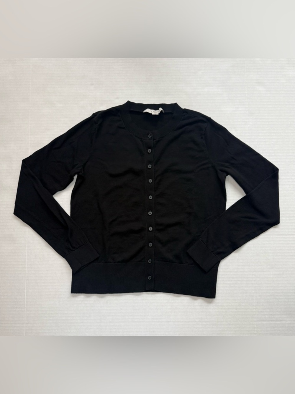 LOFT Modern Crew Neck Cardigan Cotton Black Size S Style #778831